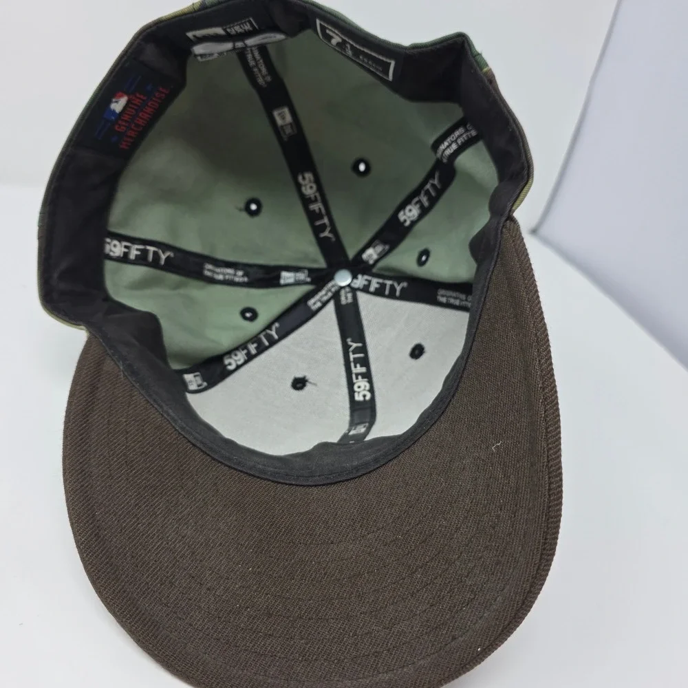 New Era Milwaukee Brewers Hat 7 1/4 Camo MLB Baseball Cap Cotton Wool Fitted Hat